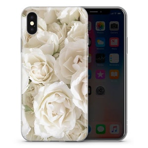 ROSE iPhone Case flower floral vintage white silicone phone case cover fits iPhone 14 15 13 6 7 8 10 11 12 Pro Max Mini SE models image 10