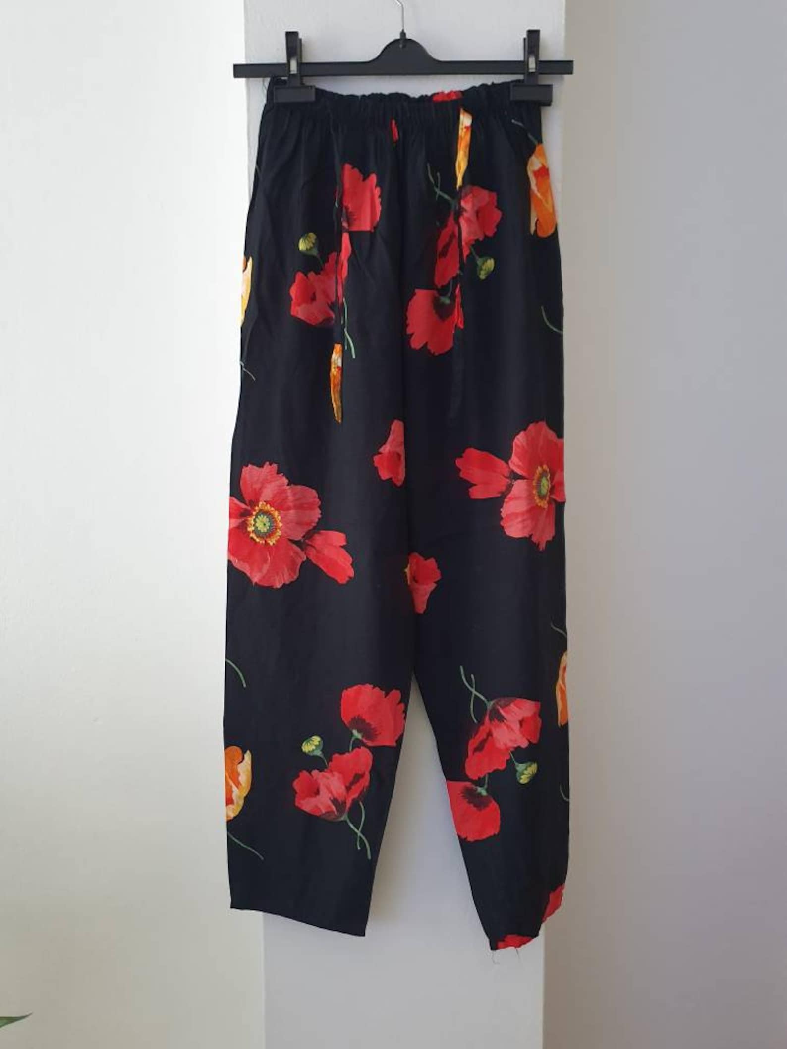 Vintage flower print trousers | Etsy