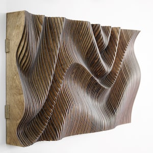 Parametric Wavy Wooden Wall Decor | Wooden Wall Art | Wavy Wood Art | Wood Wall Panel | Living Room Wall Art | Wood Carved Panel