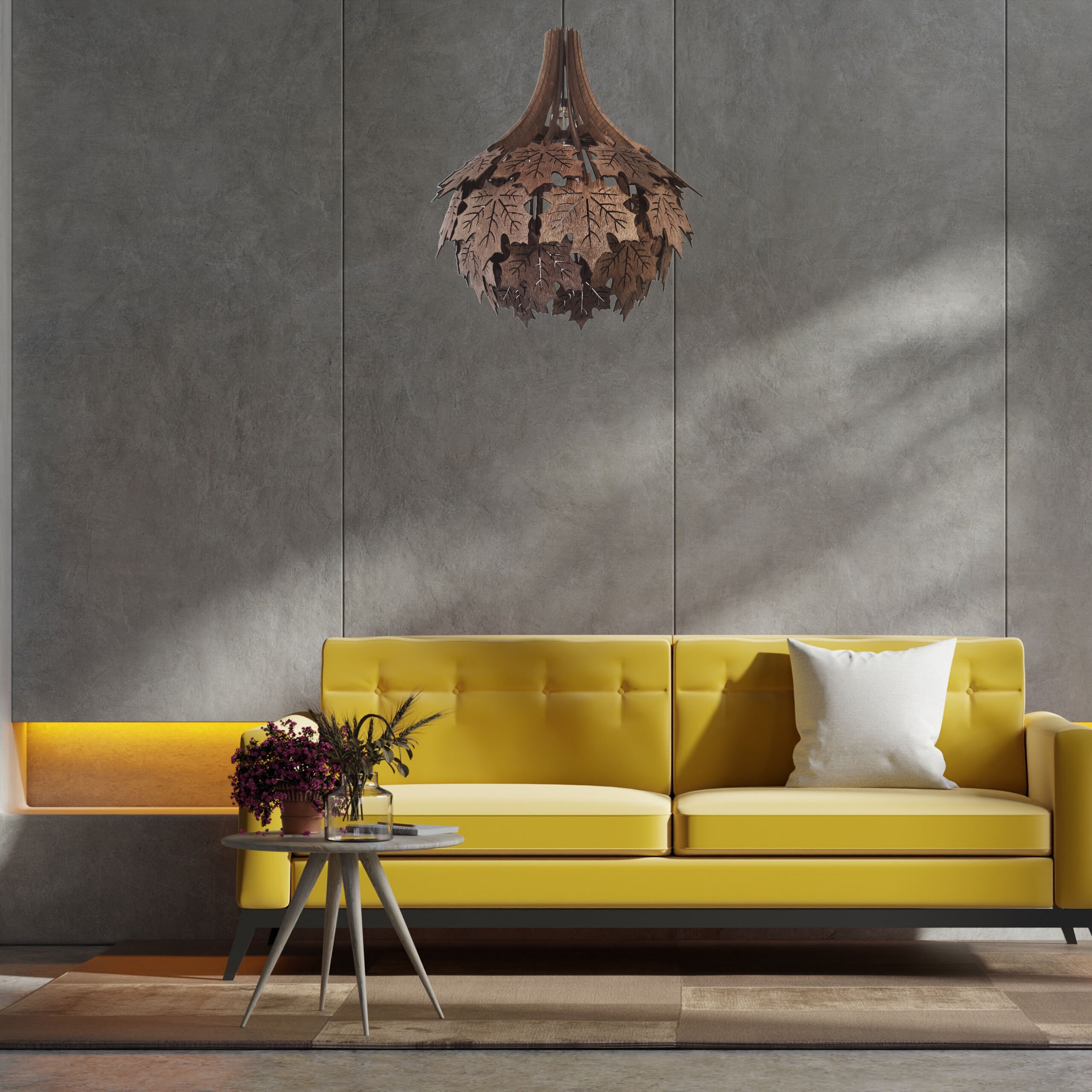 Wood Pendant Light Ceiling Light Fixture Hanging Lamp Modern Lamp Shade