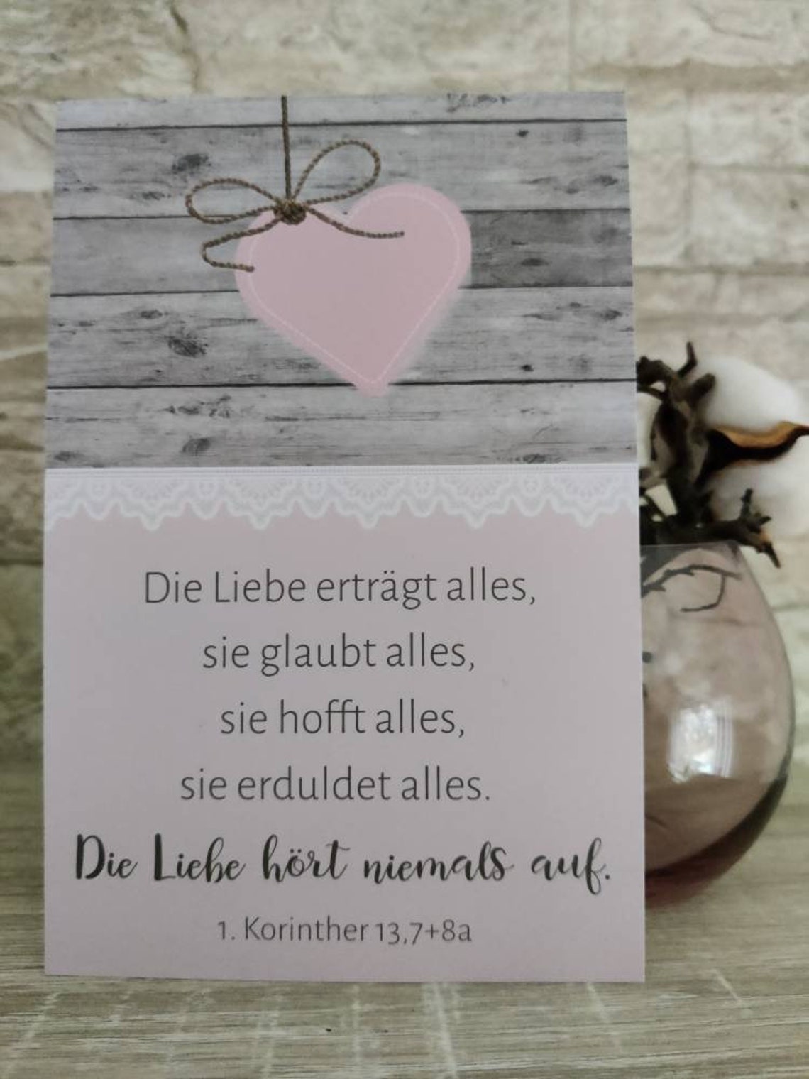 Karte zur Hochzeit Glückwunsch mit 1. Korinther 13 78a im Etsy