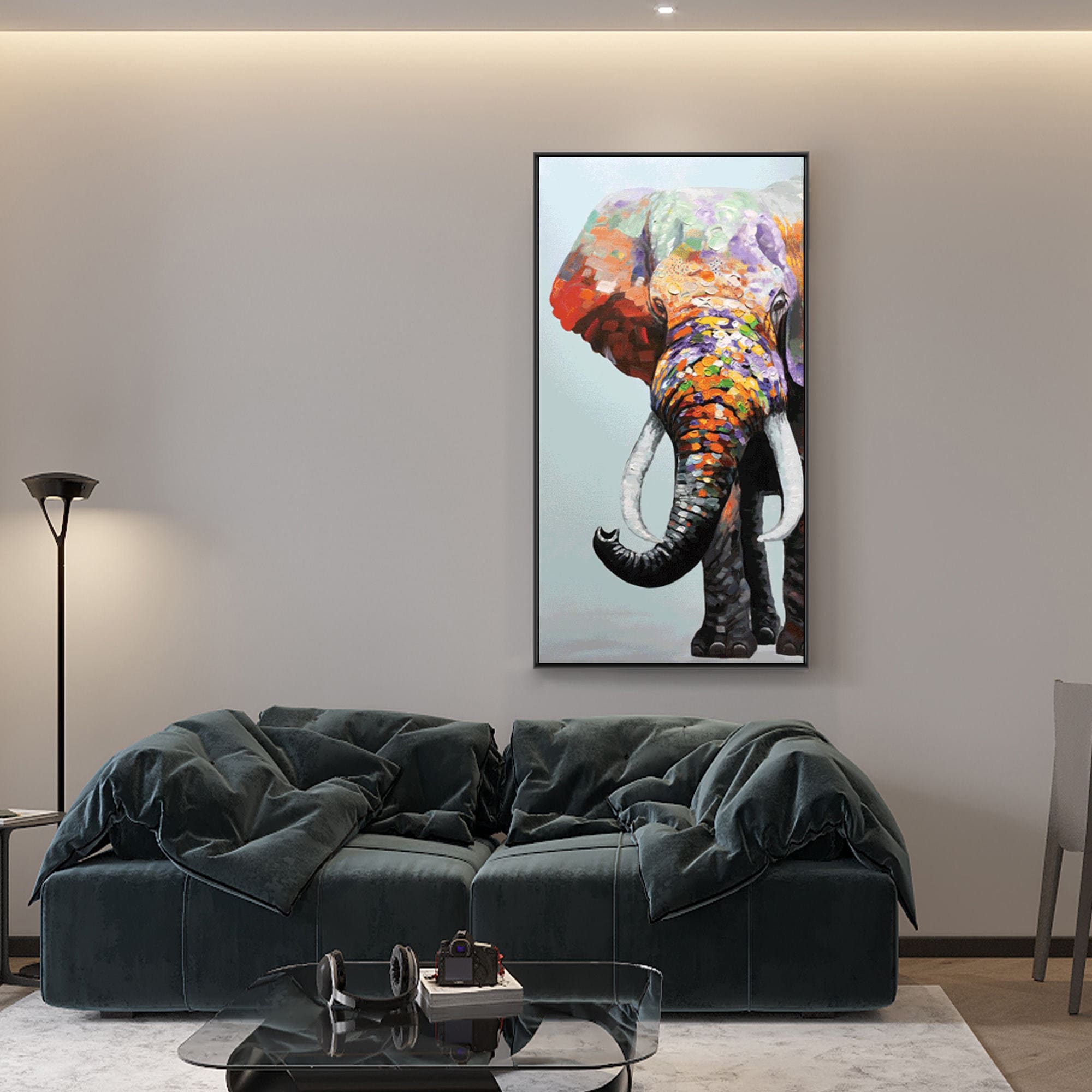 Framed Wall art elephant paintings on Canvas farm animal Etsy