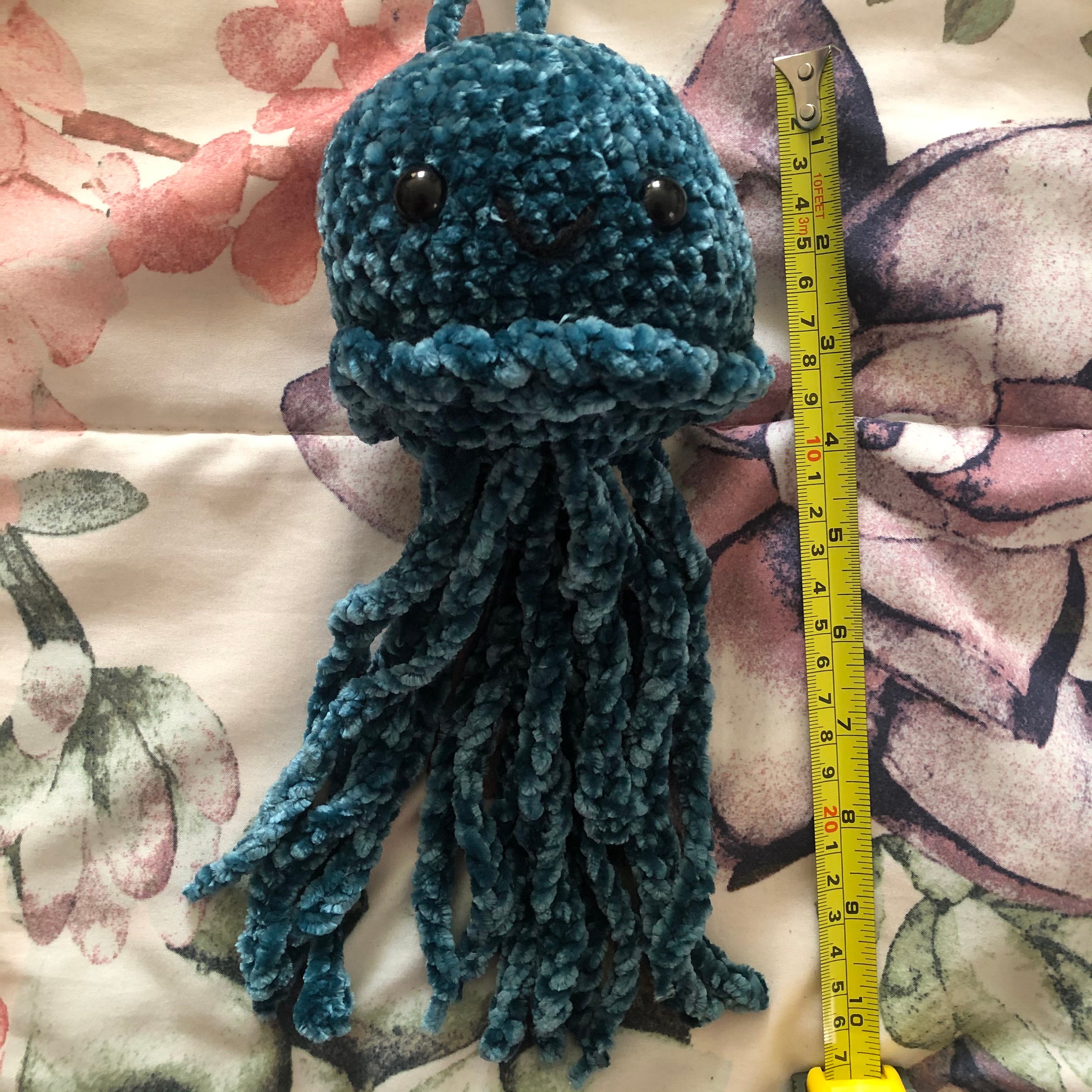 Velvet Blue Jellyfish Plushie Toy Amigurumi Crochet Plush Toy | Etsy