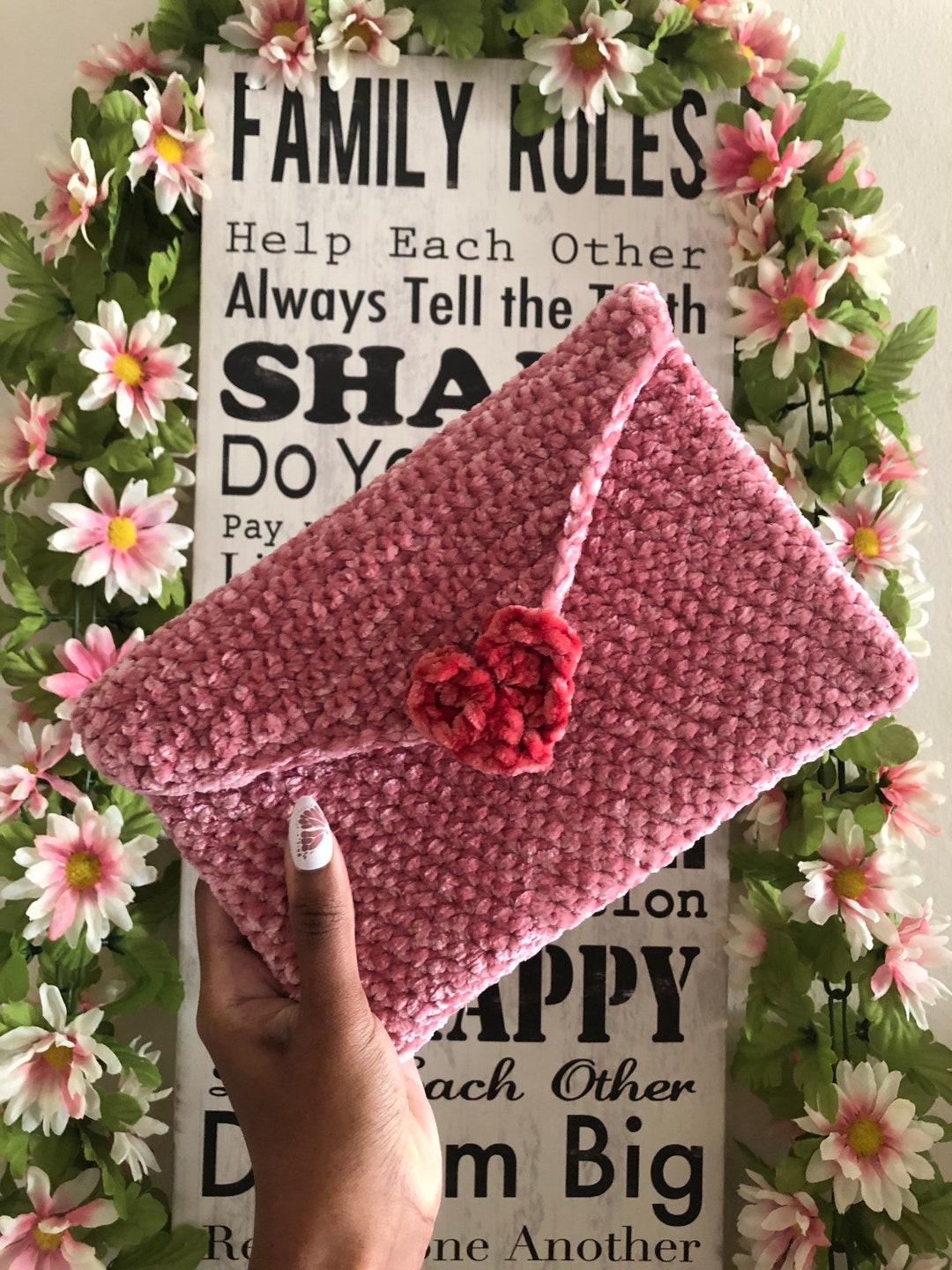 Crochet Love Letter Book Sleeve Velvet Crochet Book Sleeve Love Letter