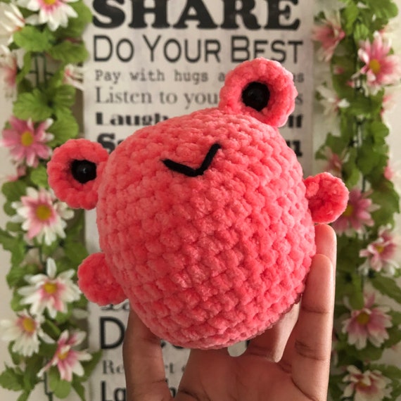 Pink Fruit Frog Plush Toy Amigurumi Crochet Plush Toy Squishy
