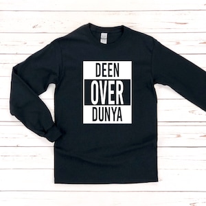 Ramadan Eid Gift Deen Over Dunya Long Sleeve Shirt - Just Dua It Arabic Puns for Islamic Couples Pakistani