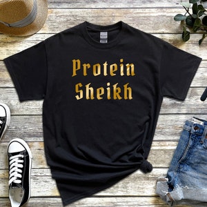 Ramadan Eid Gift | GOLD Protein Sheikh T-Shirt - Just Dua It Perfect Fitness Gym Junkie for Muslim Islamic Healthy