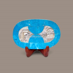 marble inlay tray mother of pearl and turquoise random work tray