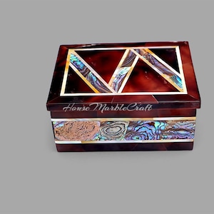 Abalone Shell And Onyx Box Real Marble Jewelry Lidded Custom Box Pauashell Mosaic Stone Art Housewarming Gift Decor 4&quot;x3&quot;x2&quot;