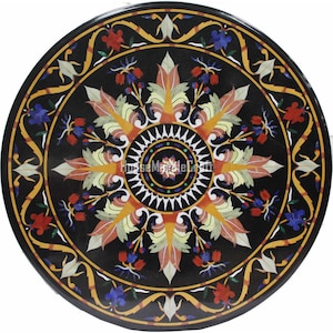 36&quot; Black Marble Table Top ,Center,Dining, Table Top, Mosaic
