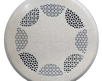 Handmade Italian Marble Tabletop, Filigree Inlay, 20" Round