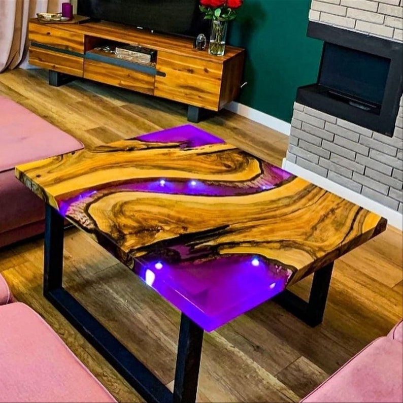purple epoxy resin color, epoxy dining table, square epoxy table, rectangular table