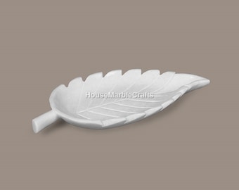 Handmade Marble Leaf Bowl - Decorative Fruit Bowl, Kitchen Decor (12x5x2)