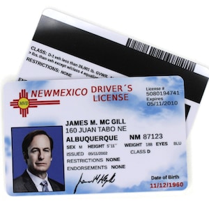Dub Spencer grappig grapitem Mc Gill rijbewijs-ID Saul Goodman nep-ID als feestknuffel voor een verjaardag