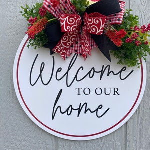Welcome Wooden Door Hangar, Front Door Décor, Watermelon porch décor,  round door hangar, Wooden door wreath, Welcome wreath.