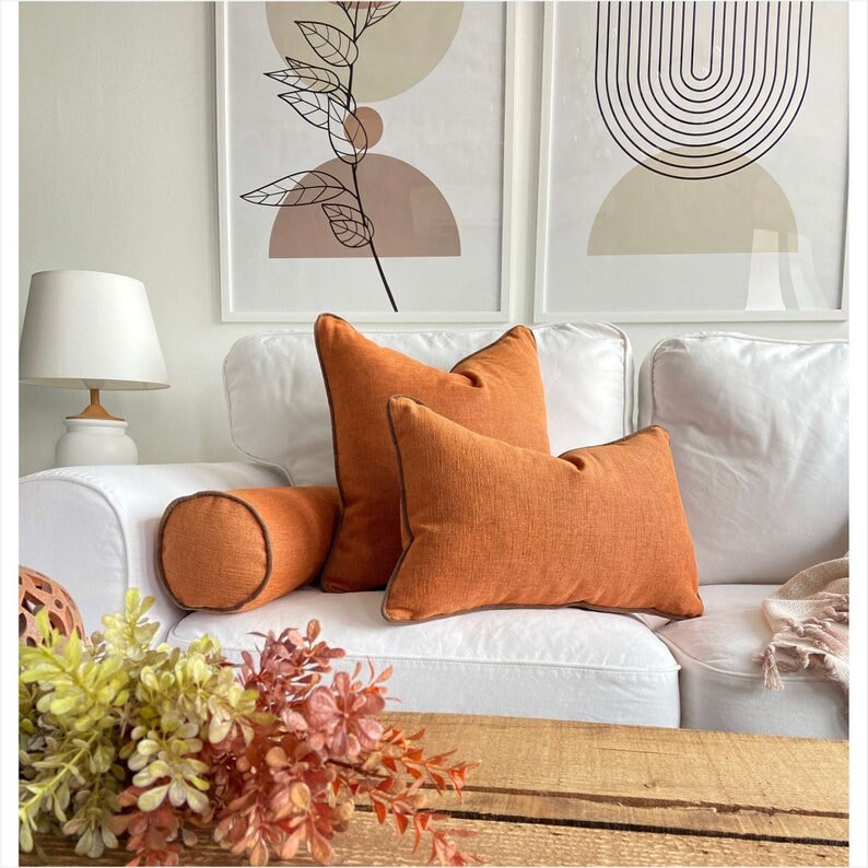 Durable Pillow Covers 18x18 12x20velvet Piping Linen Pillow Etsy