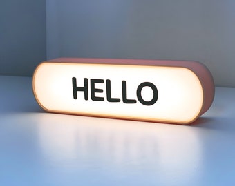 Lampe de signalisation Hello, lampe de bureau Hello, enseigne lumineuse d'entrée, lampe de bureau Hello