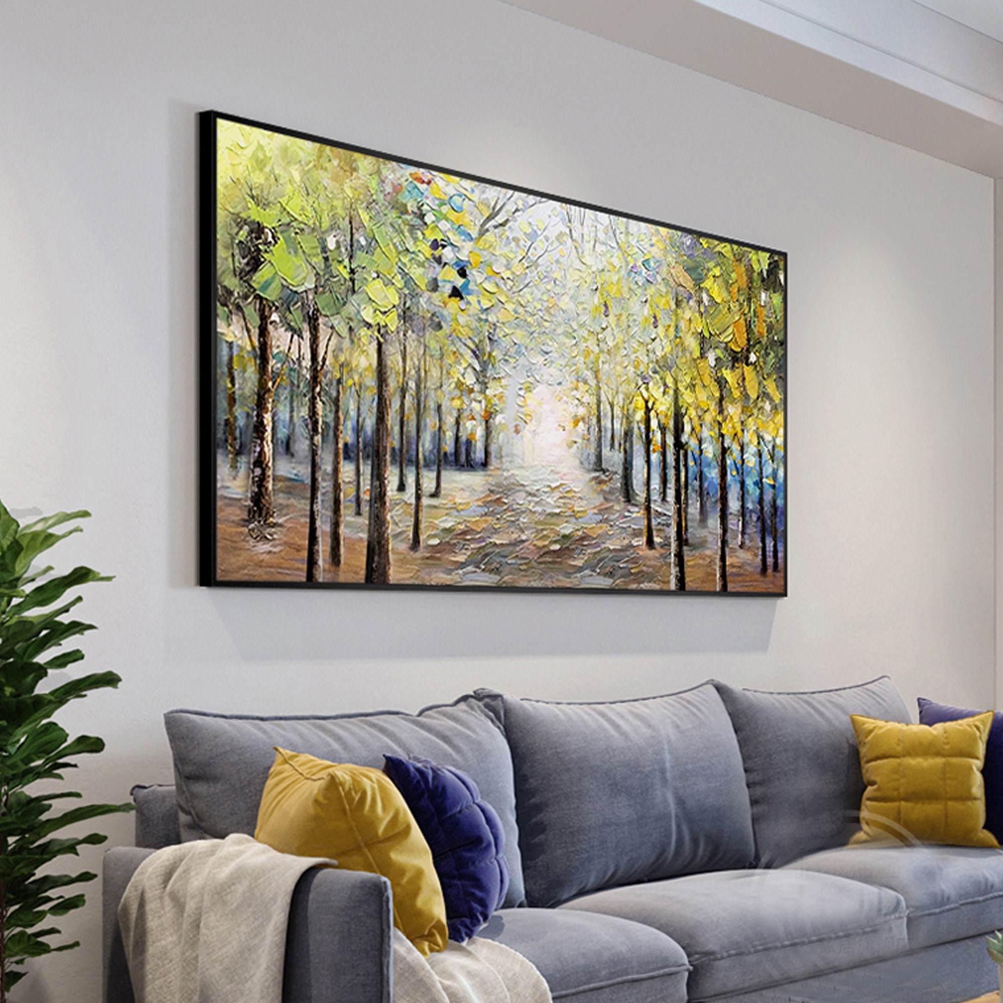 Large HandPainted Oil Painting On CanvasBirch forest Etsy