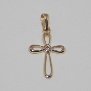 Yellow Gold Cross, Minimalist Gold Cross Pendant 14K Small Size, Baptism Cross, Pendant for Women, Gift for her, Yellow Gold, 14K Solid Gold