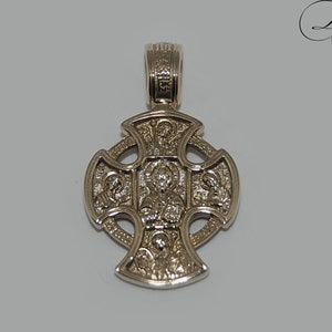 Yellow Gold Double Face Cross, Pendant for Women, Pendant for Men, Gift for her, Gift for him, Gold Cross, Orthodox Cross, 14K Solid Gold