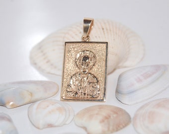 Saint Nicholas Gold Pendant, Yellow Gold Pendant, Yellow Gold, 14K, Solid Gold, Pendant for Women