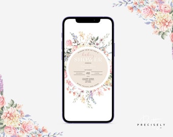 Wildflower Baby Shower E-vite | Floral Outline Digital Invitation | Floral Baby Shower | Electronic Invitation