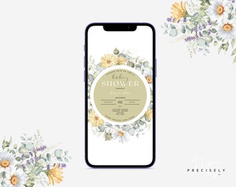Daisy Baby Shower E-vite |  Personalized Floral Baby Shower E-vite | Digital Baby Shower Invite | Floral Baby Shower | Electronic Invitation