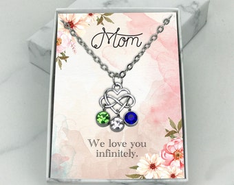 Mom Valentine's day gift, Necklace with custom birthstones, Mother necklace, Infinity Heart Necklace with custom birthstones, Best mom gift