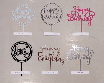 New Happy Birthday Cake Topper Acrylic Party Decor Supplies UK Free Delivery