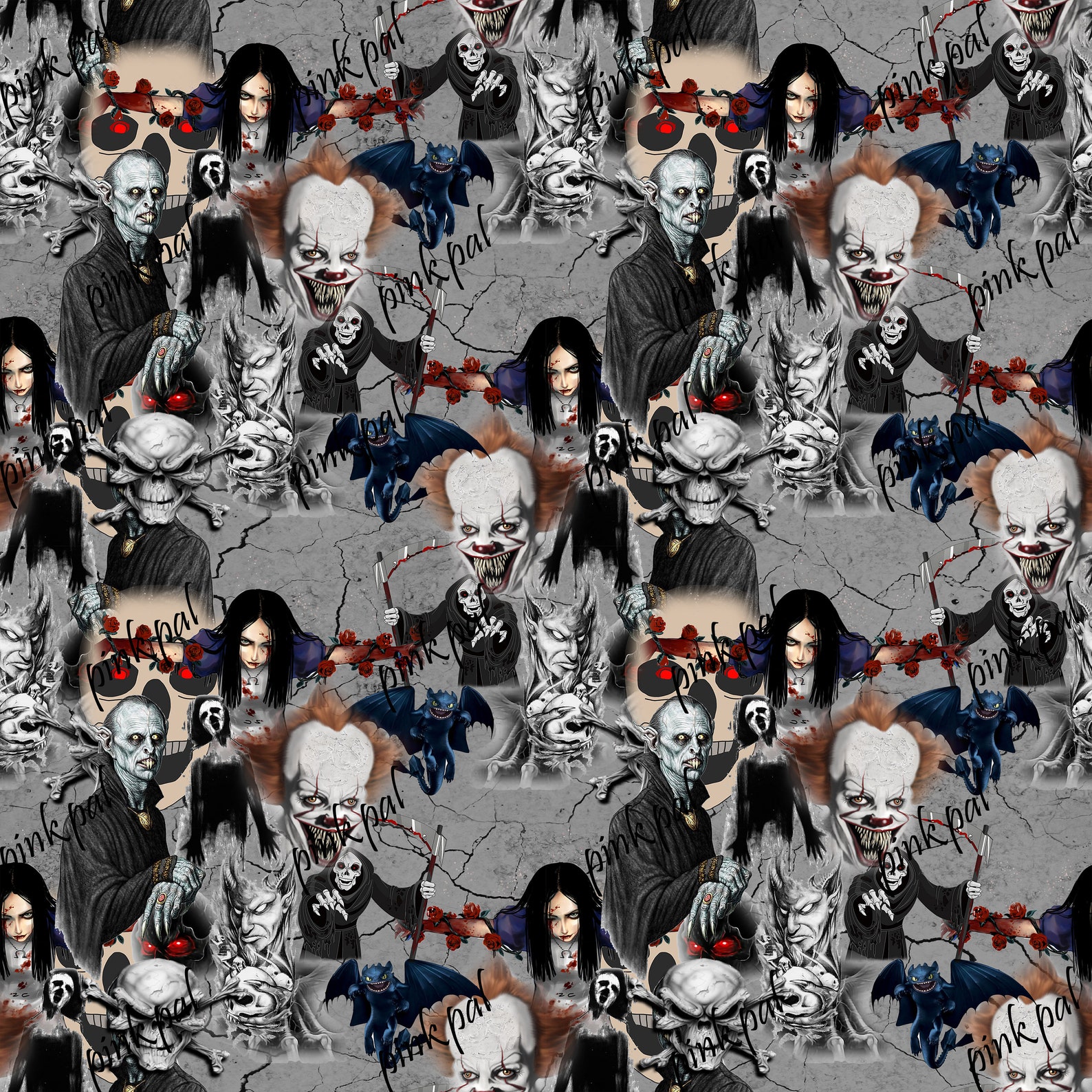 Horror seamless paper &amp; fabric print pattern | Etsy