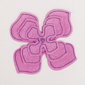 Paquete de 3 adornos para manualidades de flores de fieltro rosa claro (grandes, medianas y pequeñas)