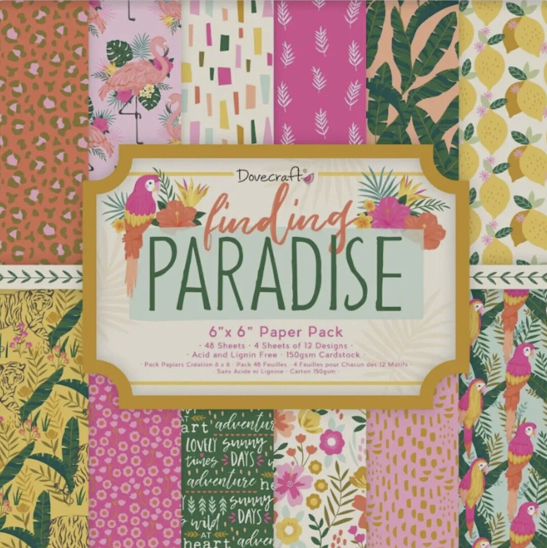 Dovecraft Confezione di Carta FSC Finding Paradise, 12 x 12 cm, Multi, Taglia unica