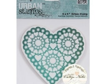 Papermania 'Vintage Notes' 'Heart' 5" x 5" Urban Cling Stamp