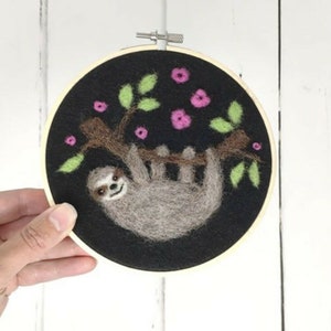 The Crafty Kit Company &#39;Sloth in a Hoop&#39; Needle Felting Kit