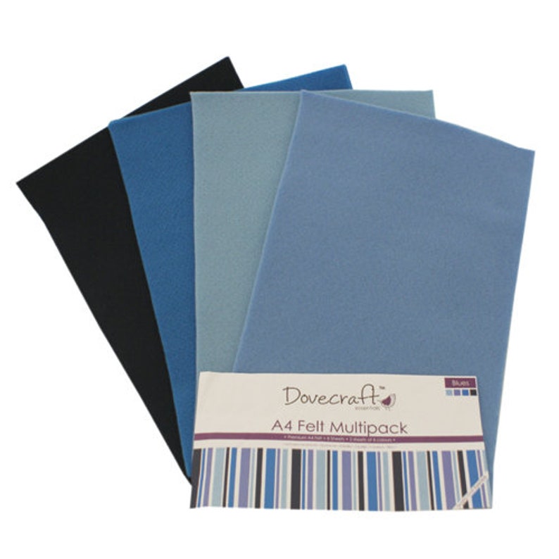 Pack De Plusieurs Feuilles De Feutre Dovecraft A4 - Couleur Bleu - Neuf