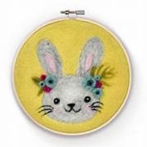 The Crafty Kit Company &#39;Floral Bunny In A Hoop&#39; Needle Felting Kit