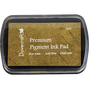 Ink Pad, H: 2 cm, size 3,5x3,5 cm, gold, leaf green, christmas red, silver,  4 pc/ 1 pack