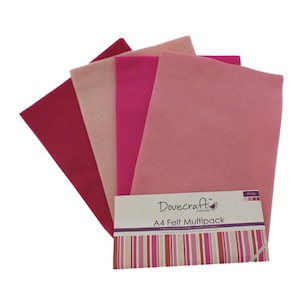 Dovecraft A4 Felt Multiple Pack - Pinks