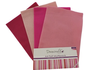 Dovecraft A4 Felt Multiple Pack - Pinks