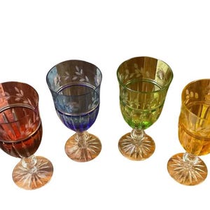 Ajka Proinnseas Cut to Clear Crystal Goblets, Set of 4, 1990s