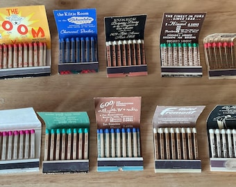 Vintage 1930s-1980’s Print Stick Matchbooks, Lot of 10