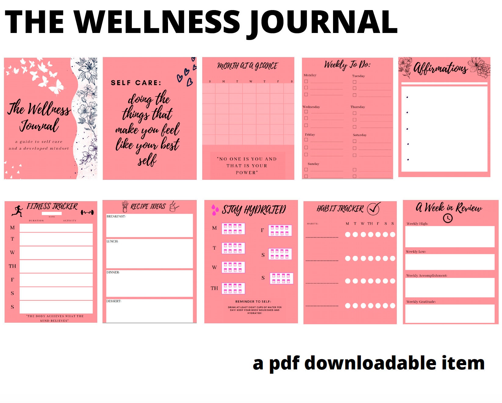 Free Printable Wellness Journal Template 