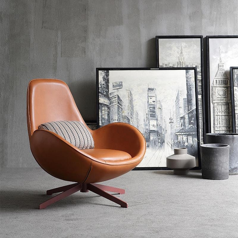 Snail Armchair Brown Leather Swivel Star Leg Etsy UK