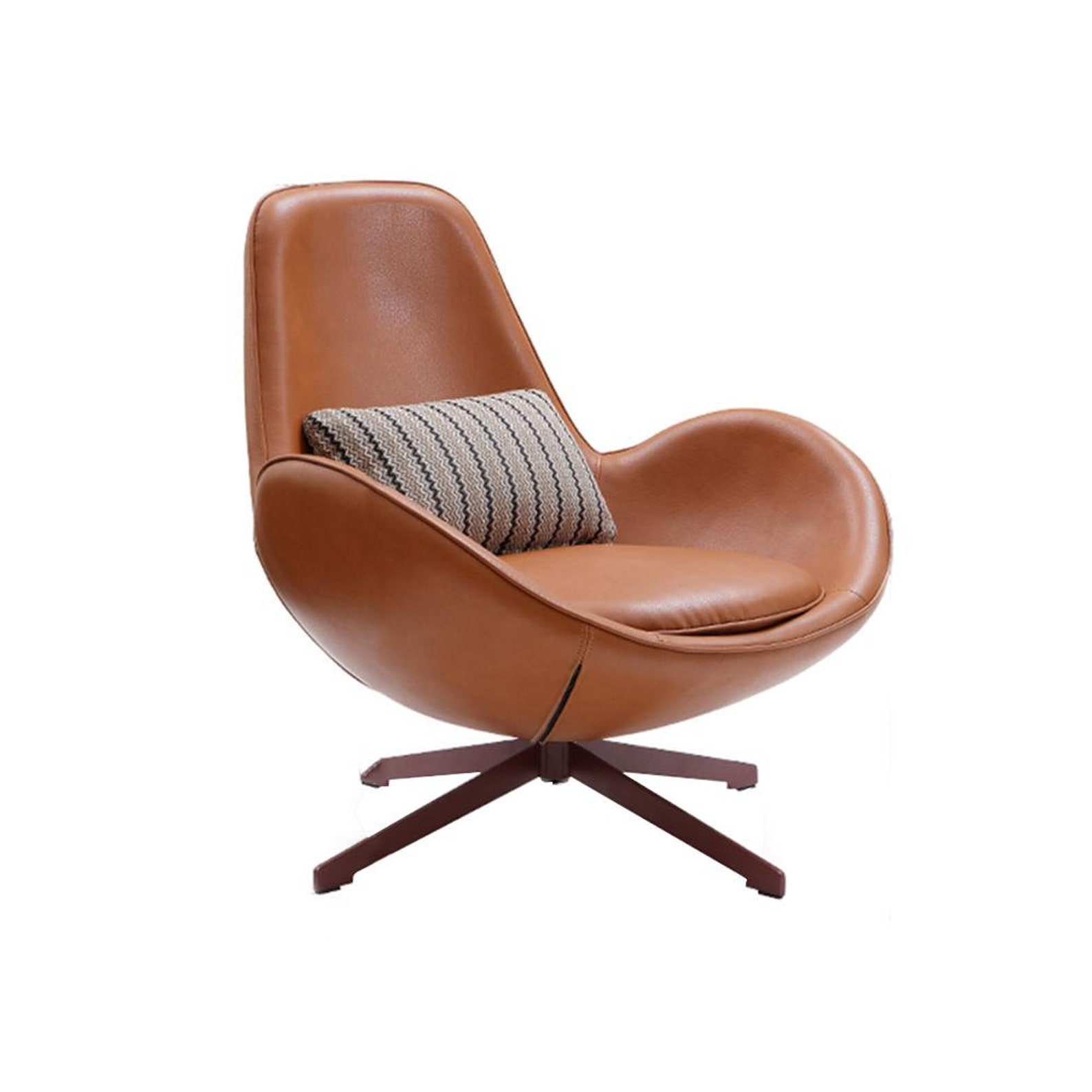 Snail Armchair Brown Leather Swivel Star Leg Etsy UK