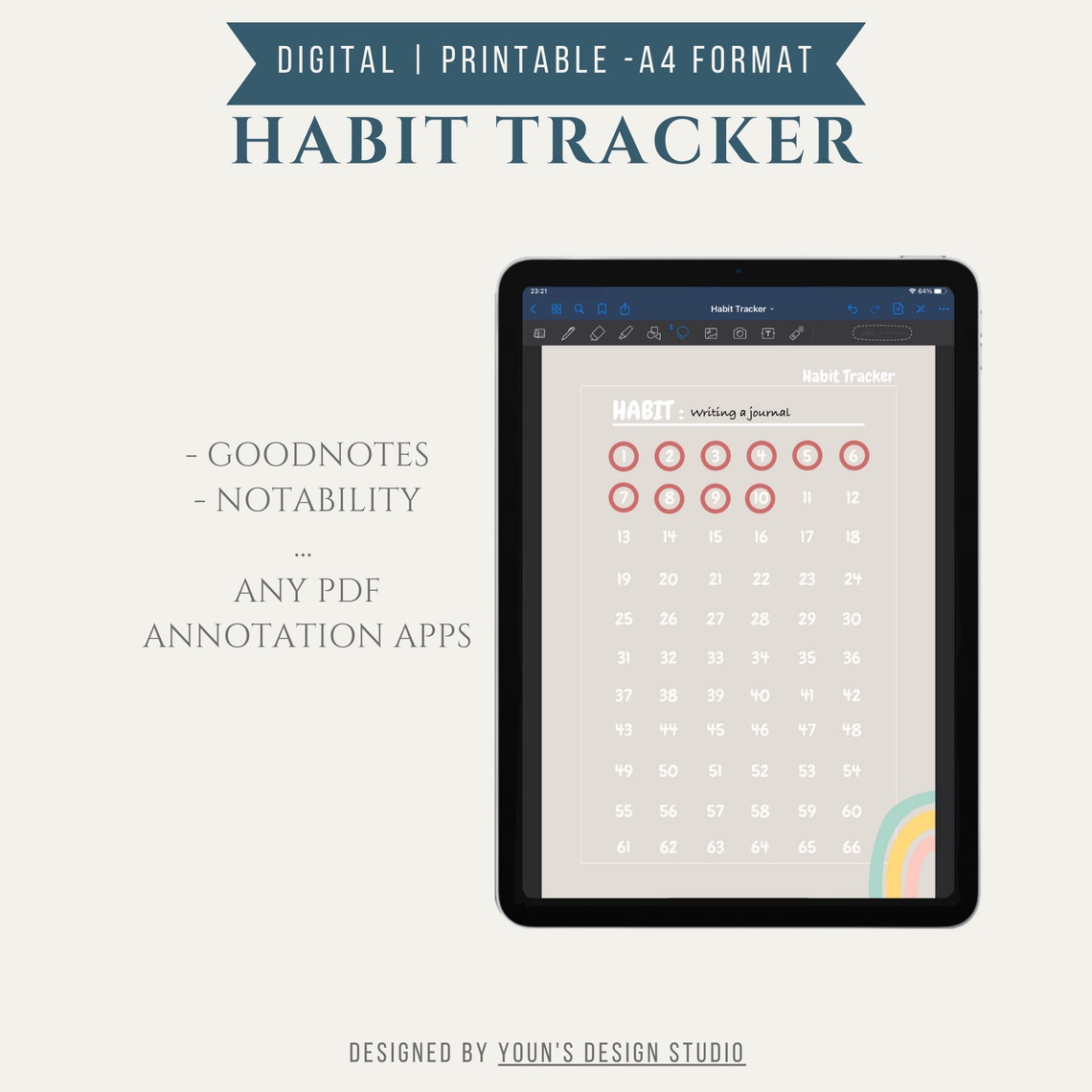 Habit Tracker Digital Habit Tracker Printable A4 PDF Etsy