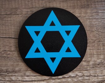 Star of David Coaster | Jewish Coaster | Israel Flag Coffee Drink Tabletop Circle Holder