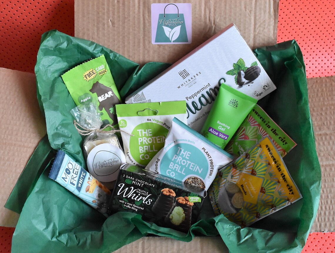 Green vegan gift box plantbased snacks dairy free Etsy