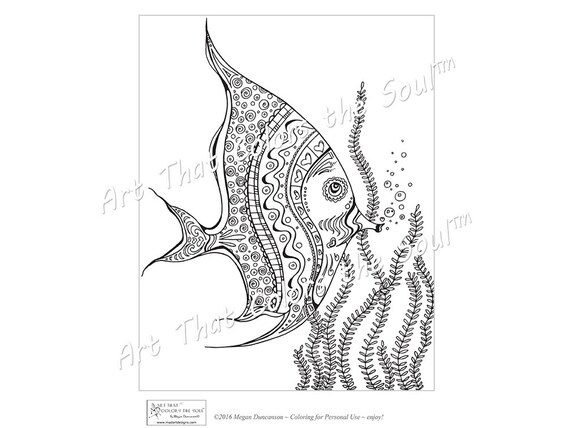 Tropical Fish Printable Instant Download Adult Coloring | Etsy