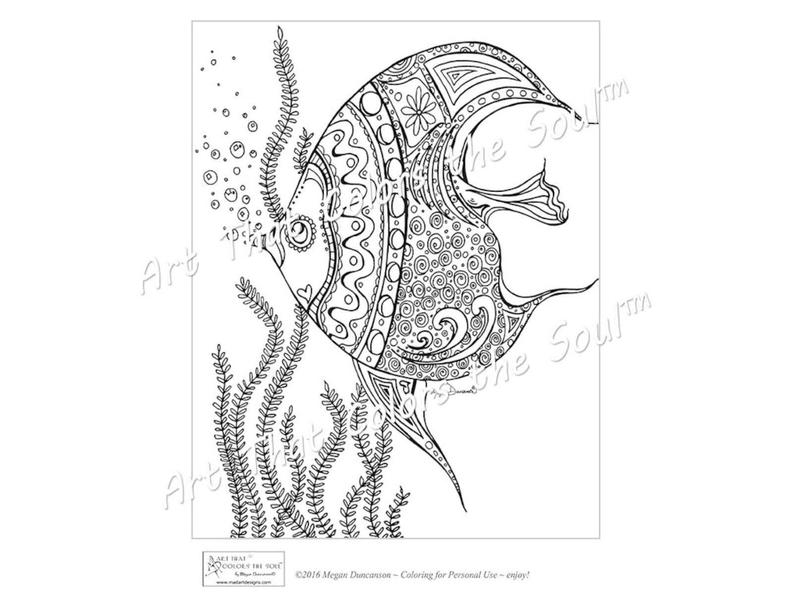 Tropical Fish Printable Instant Download Adult Coloring | Etsy
