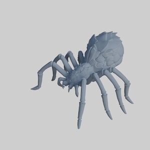 Puede incluir: Un modelo de araña en 3D impreso en gris, detallado, con ocho patas y un cuerpo segmentado.